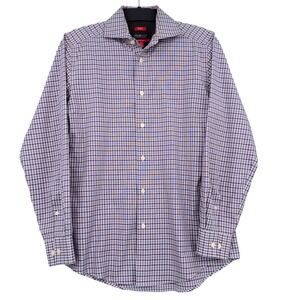Awearness Kenneth Cole Slim Fit Mens 15 32/33 Cotton Blend Purple Check Shirt